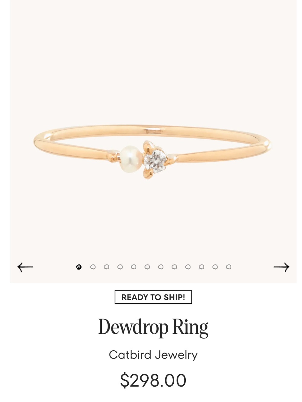 Catbird Dewdrop Ring